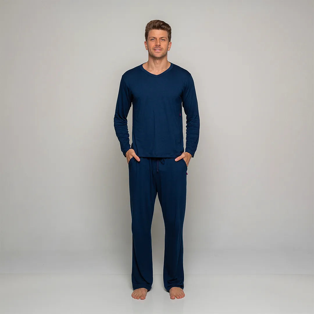 Pijama Masculino Durmais® (Camiseta Manga Longa + Calça)