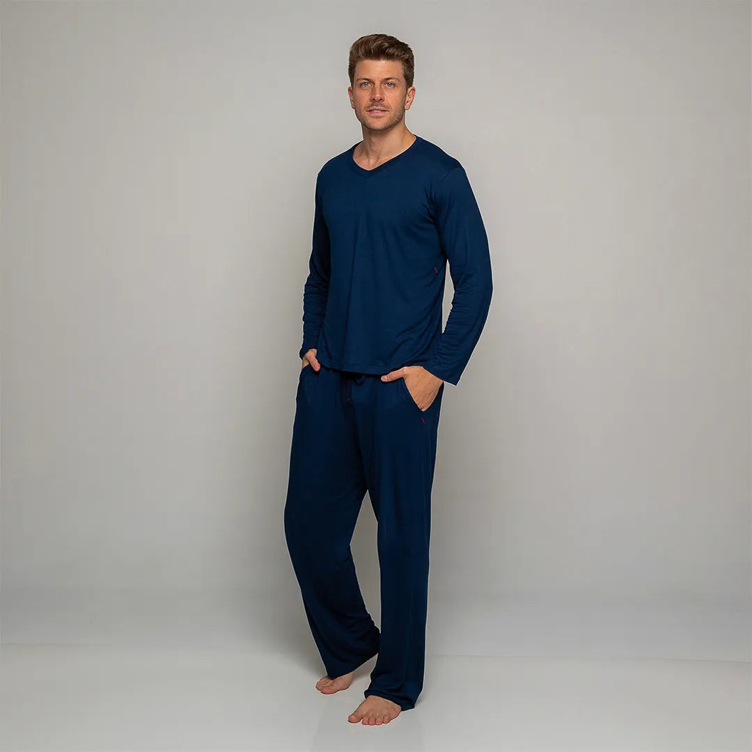 Pijama Masculino Durmais® (Camiseta Manga Longa + Calça)