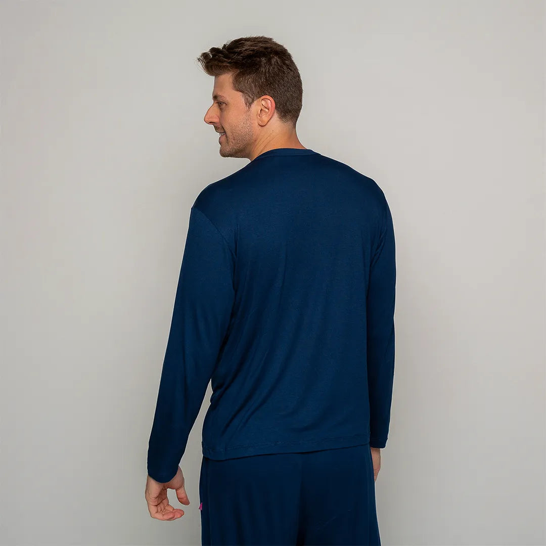 Pijama Masculino Durmais® (Camiseta Manga Longa + Calça)