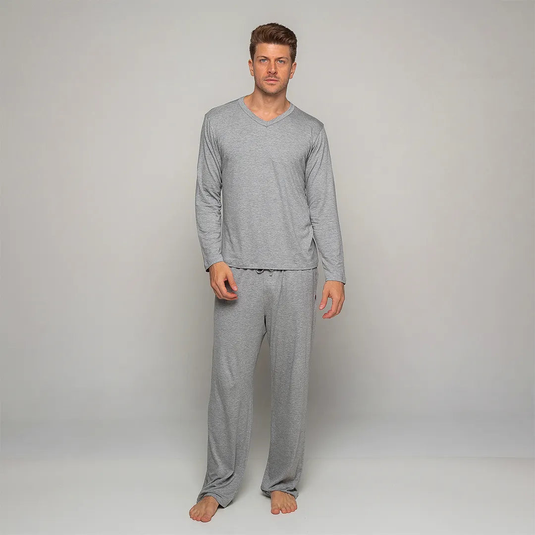 Pijama Masculino Durmais® (Camiseta Manga Longa + Calça)