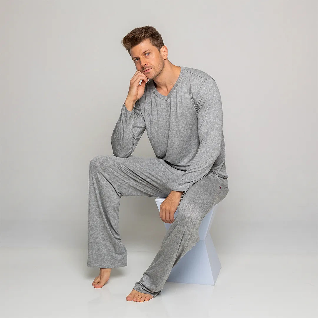 Pijama Masculino Durmais® (Camiseta Manga Longa + Calça)