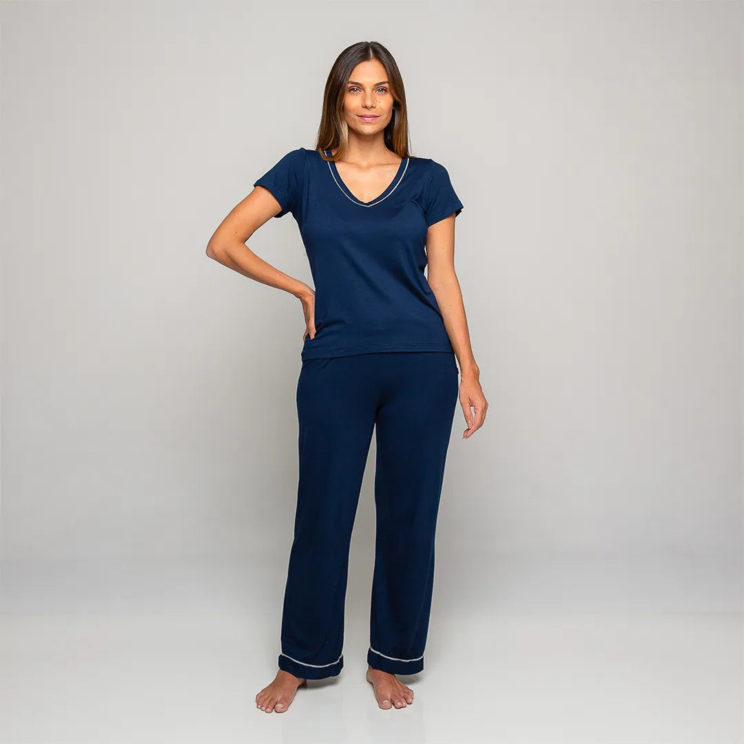 Pijama Feminino Durmais® (Camiseta Manga Curta + Calça)