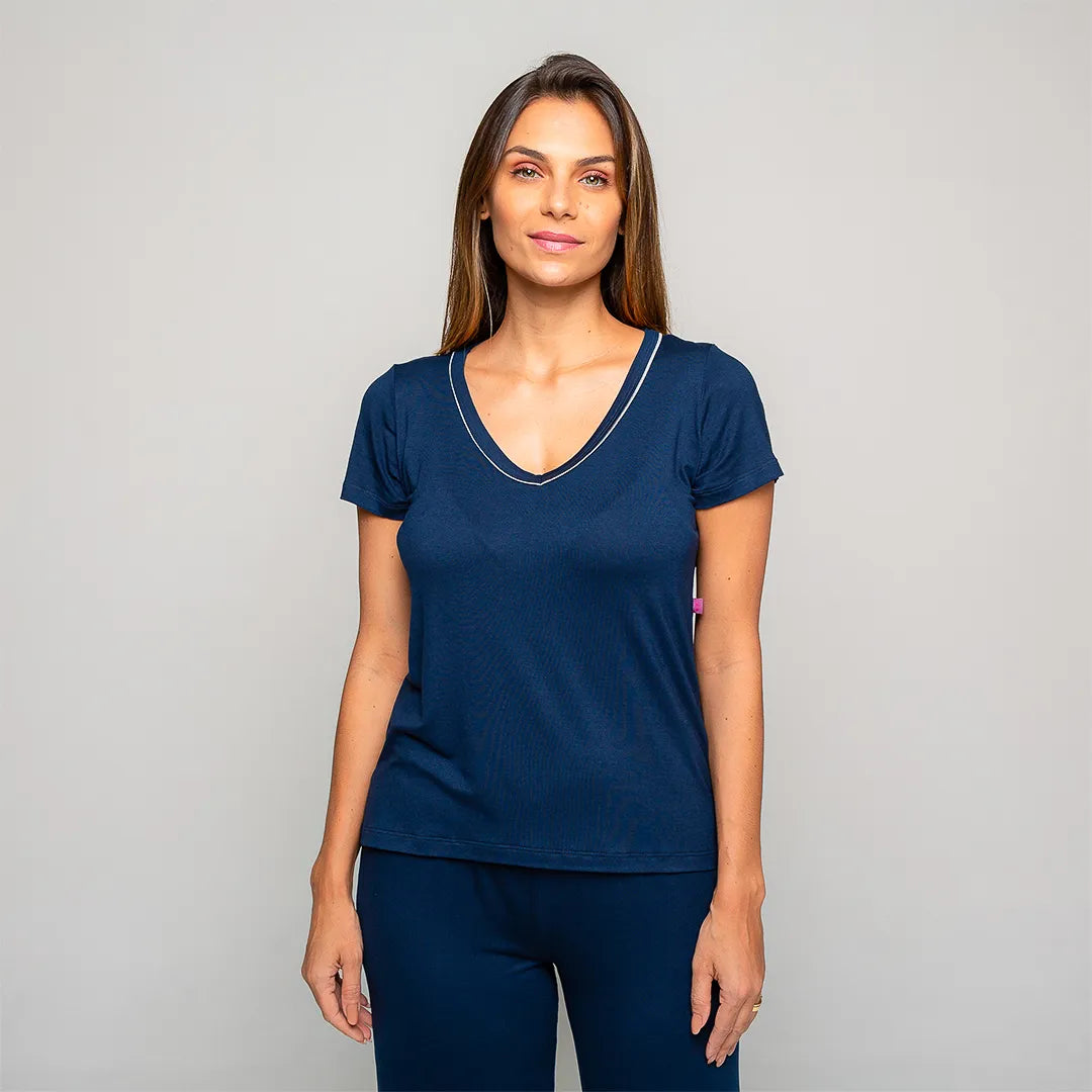 Pijama Feminino Durmais® (Camiseta Manga Curta + Calça)