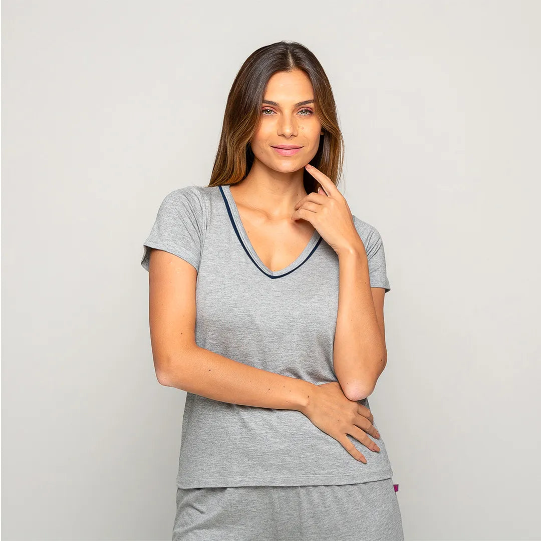 Pijama Feminino Durmais® (Camiseta Manga Curta + Calça)