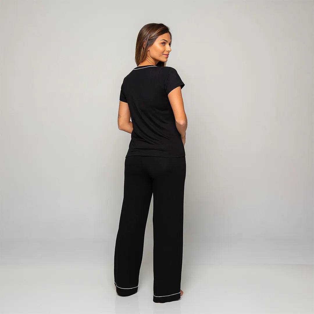 Pijama Feminino Durmais® (Camiseta Manga Curta + Calça)