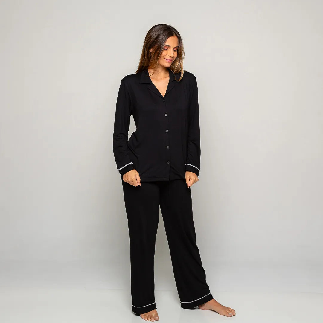 Pijama Feminino Durmais® (Camisa Manga Longa + Calça)